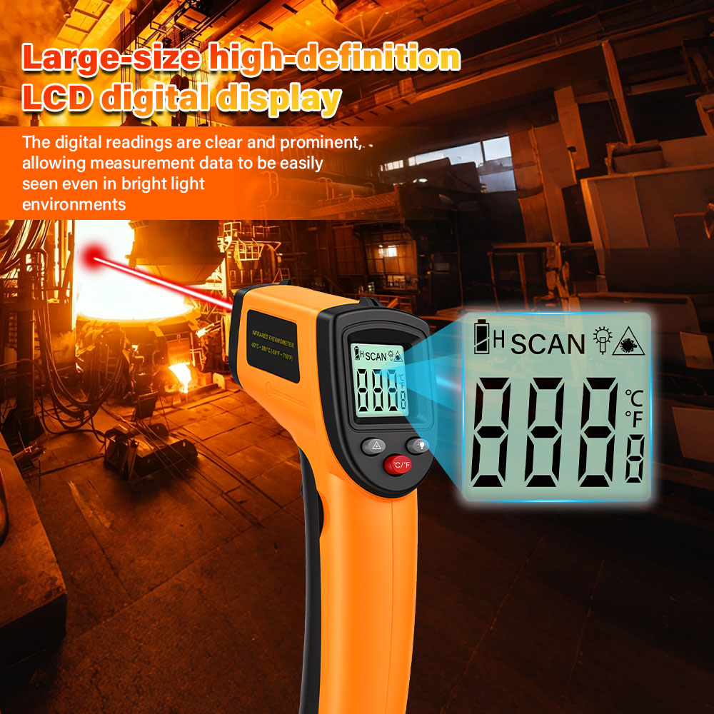 Industrial Laser Repair - 非接触型デジタル赤外線温度計 ‑50‑400 ℃ データホールド機能付きレーザーIR温度計（産業用、BBQ、調理、修理作業用）