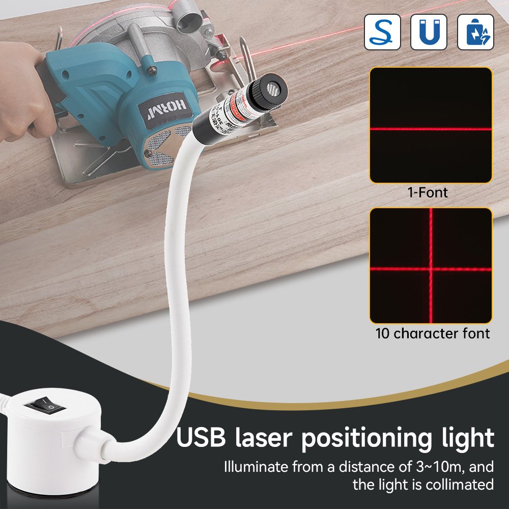 Industrial Laser Welder - USB 電源赤色レーザーライト縫製位置決めランプ切断磁気ベース DC5V ライン/クロスミシンアクセサリー