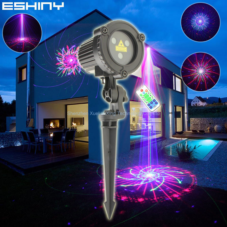 Industrial Laser Projector - ESHINY-RGBレーザー景観ライト,60パターンプロジェクター,屋外,パーク,ウォール,ツリー,ハウス,ガーデンランプ,b208n8,ip65