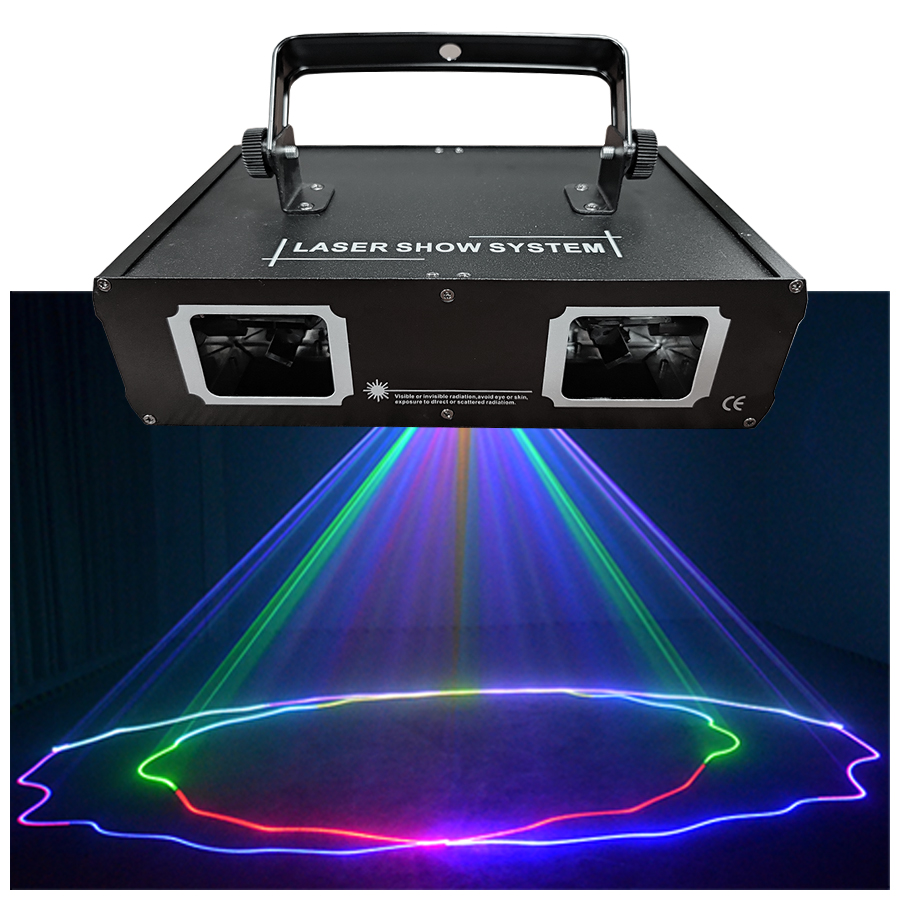 Industrial Laser Projector - ディスコレーザーデュアルレンズRGBビームラインスキャナープロジェクターDMX 512 DJパーティー結婚式バーステージライトに適用
