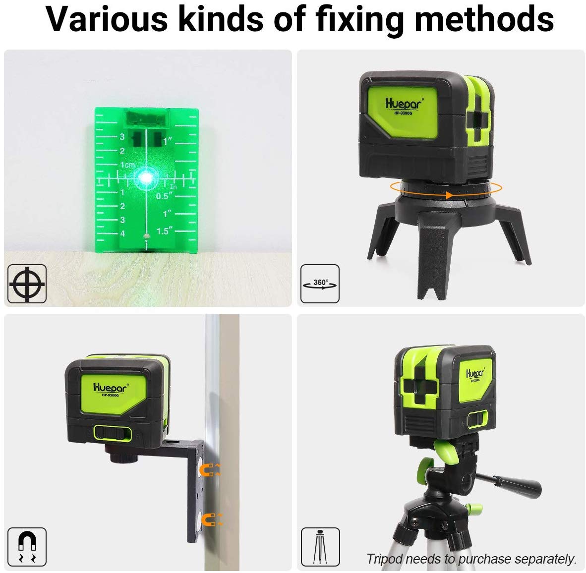 Huepar-緑のビームレベル,銅スポット,3ポイント,セル - Industrial Laser Measurement のレビューと価格