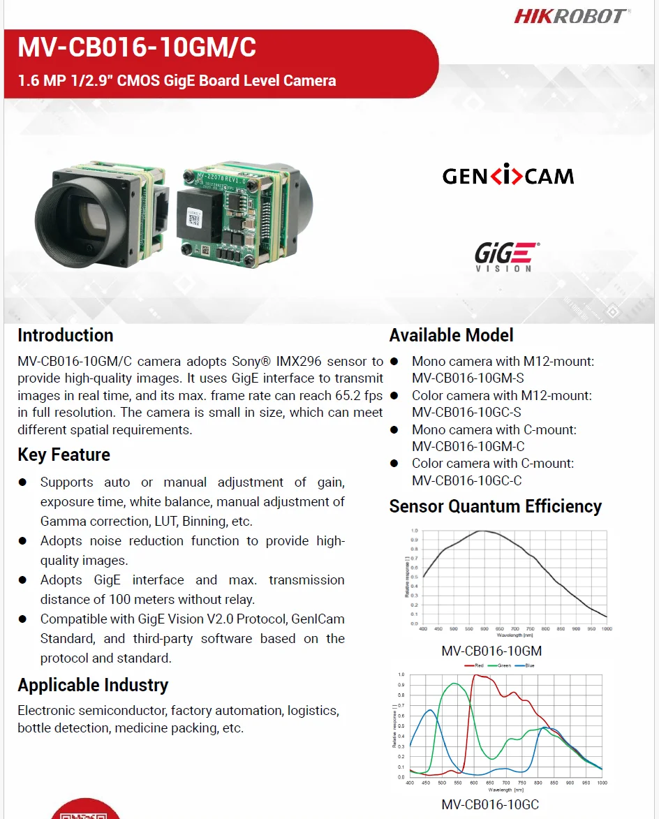 2026 HIKROBOT MV-CB016-10GM/C  - Industrial Visual のレビューと価格
