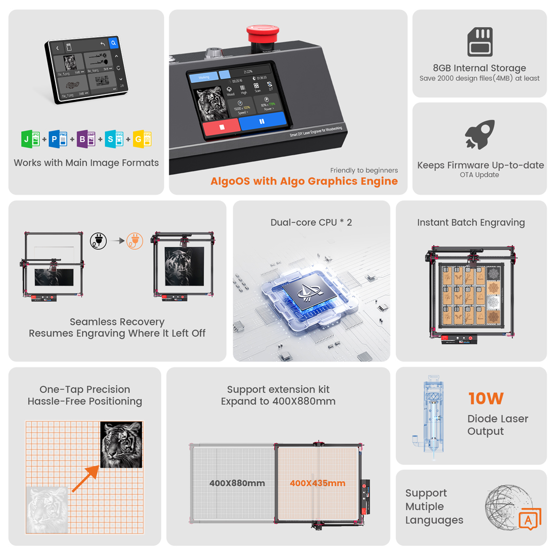 AlgoLaser DIYキット MK2 10Wレーザー彫刻 - Industrial Laser Technology のレビューと価格