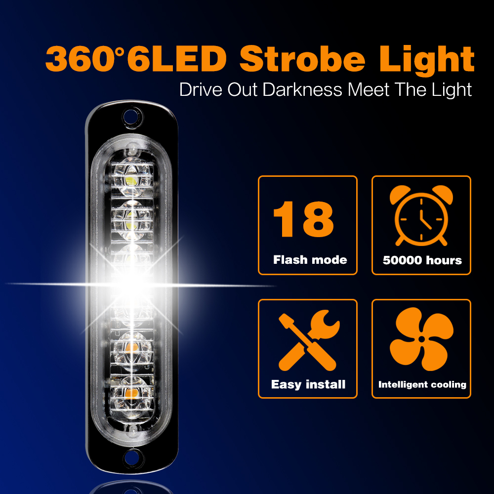 6 LED ストロボ警告灯 ストロボ緊急グリル点滅ライトバー - Industrial Laser Pointer 24V のレビューと価格